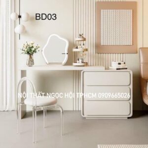 Bàn Trang Điểm Hiện Đại – Thiết Kế Tối Giản, Gam Màu Kem Thanh Lịch