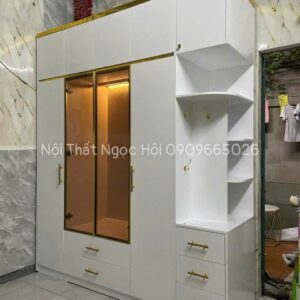 Tủ quần áo hiện đại tích hợp hộc trang trí – Thiết kế sang trọng, tiện nghi