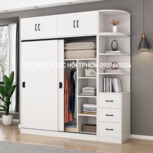 Tủ quần áo cửa lùa kịch trần màu trắng – Thiết kế thông minh, tối ưu không gian sống