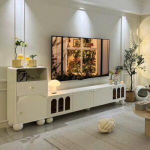 Kệ tivi kết hợp tủ trang trí phong cách Hàn Quốc hiện đại