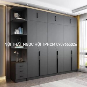 Tủ quần áo màu đen nhám phong cách hiện đại – Giải pháp lưu trữ sang trọng cho phòng ngủ