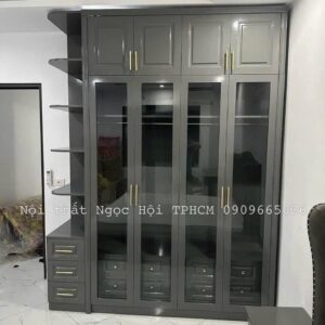 Tủ quần áo cửa mở kính gương đèn LED – Sang trọng & đẳng cấp cho phòng ngủ hiện đại