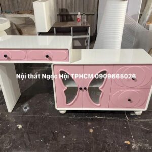 Bàn Trang Điểm Trắng Hồng Cánh Bướm – Dễ Thương & Độc Đáo