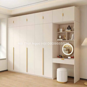 Tủ Quần Áo MDF Phủ Melamin Tích Hợp Bàn Trang Điểm Hiện Đại