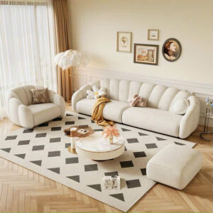 Bộ sofa văng bọc nỉ cao cấp kiểu dáng vỏ sò – sang trọng và êm ái cho phòng khách hiện đại