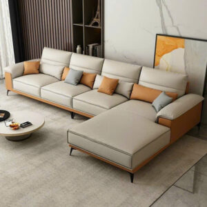 Sofa góc chữ L da cao cấp hiện đại – Tối giản và tiện nghi cho không gian sống đẳng cấp
