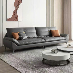 Sofa da cao cấp màu xám đậm – Thiết kế hiện đại, thanh thoát và tinh tế