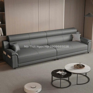 Sofa da hiện đại màu xám – Tối giản, tiện nghi và sang trọng