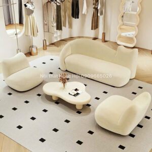 Sofa cong bọc nỉ hình CAT Hàn Quốc – Tối giản, mềm mại và tinh tế cho không gian hiện đại