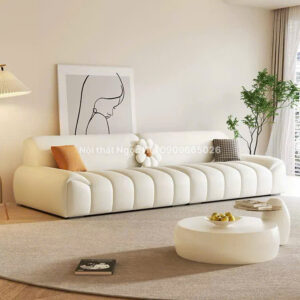 Sofa vải nhung kem bo viền – Phong cách Hàn Quốc mềm mại, tinh tế