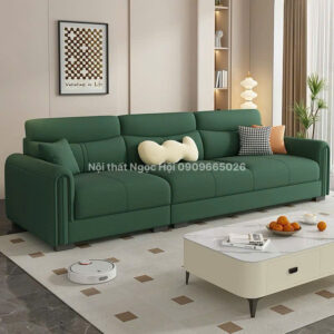 Sofa nỉ màu xanh rêu – Điểm nhấn sang trọng cho phòng khách hiện đại