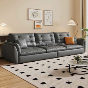 Sofa da màu xám đậm hiện đại