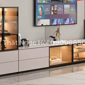 Kệ tivi kết hợp tủ trưng bày – phong cách tối giản hiện đại