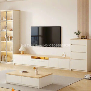 Bộ kệ tivi kết hợp bàn trà và tủ cao phong cách Bắc Âu hiện đại