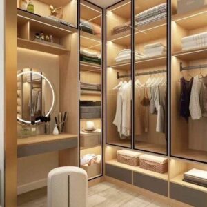Tủ Quần Áo Cánh Kính Kết Hợp Bàn Trang Điểm – Thiết Kế Gỗ Hiện Đại Sang Trọng