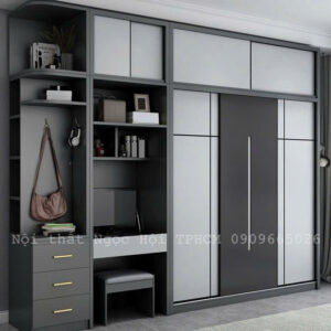 Tủ Cửa Lùa Đa Năng Kèm Bàn Trang Điểm – Thiết Kế Hiện Đại Tiết Kiệm Diện Tích