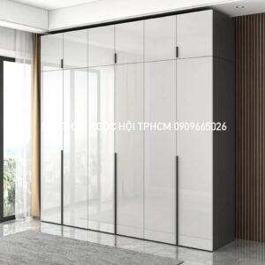 Tủ Quần Áo Cánh Acrylic Trắng Bóng – Thiết Kế Hiện Đại, Đẹp Sang Cho Phòng Ngủ