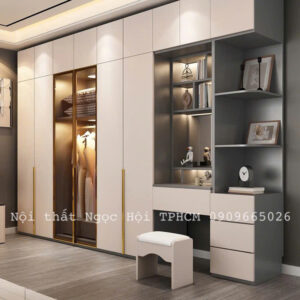 Tủ Quần Áo Kết Hợp Bàn Trang Điểm Và Giá Sách – Thiết Kế Thông Minh, Hiện Đại