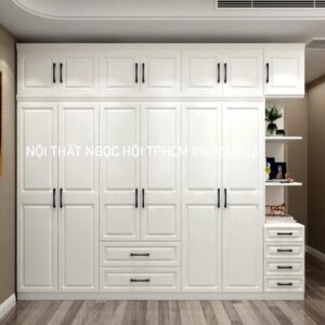 Tủ Quần Áo Màu Trắng Kịch Trần Phong Cách Tân Cổ Điển – Sang Trọng & Đa Năng