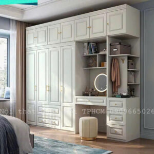 Tủ Quần Áo Gỗ MDF Kết Hợp Bàn Trang Điểm – Thiết Kế Thông Minh, Tiện Nghi Cho Phòng Ngủ Hiện Đại