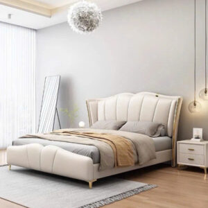 Giường Ngủ Bọc Da Tân Cổ Điển Cao Cấp – Thiết Kế Cánh Hoa Sang Trọng