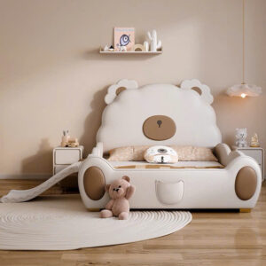 Giường Trẻ Em Hình Gấu Teddy Màu Kem