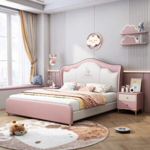 Giường Ngủ Bé Gái Kiểu Công Chúa – Màu Hồng Pastel & Biểu Tượng Thiên Nga