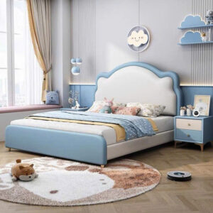 Giường Ngủ Trẻ Em Pastel Xanh – Thiết Kế Đám Mây Dễ Thương Cho Bé Gái/Bé Trai