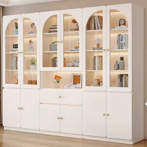 Tủ Trang Trí Kính Cong Kịch Trần 6 Cánh – Tủ Trưng Bày Decor Phòng Khách Cao Cấp