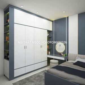 Tủ quần áo kết hợp bàn trang điểm hiện đại – Giải pháp nội thất tối ưu cho phòng ngủ sang trọng