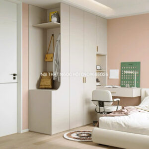Tủ quần áo liền bàn học hiện đại – Giải pháp nội thất thông minh cho phòng ngủ nhỏ