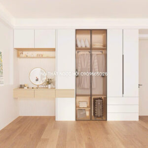 Tủ quần áo kết hợp bàn trang điểm hiện đại – Thiết kế tinh tế, tiện nghi cho phòng ngủ sang trọng