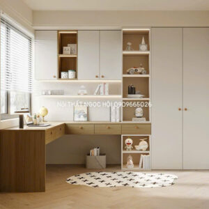 Tủ Quần Áo Gỗ Công Nghiệp Kết Hợp Bàn Làm Việc