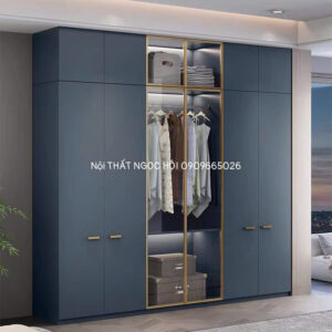 Tủ Quần Áo Gỗ Công Nghiệp Hiện Đại - Thiết Kế Tinh Tế Màu Xanh Navy