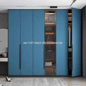 Tủ Quần Áo Gỗ Công Nghiệp Hiện Đại - Thiết Kế Xanh Dương Đẳng Cấp