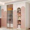 Tủ Quần Áo Màu Hồng Pastel Hiện Đại – Thiết Kế Cửa Kính Sang Trọng, Nhiều Ngăn Tiện Lợi Cho Bé Gái