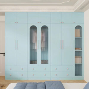 Tủ Quần Áo Màu Xanh Pastel Hiện Đại –  Sang Trọng, Nhiều Ngăn Tiện Lợi