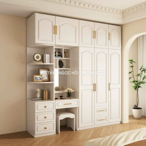 Tủ quần áo kết hợp bàn trang điểm – phong cách tân cổ điển